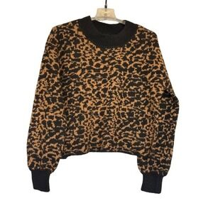 Jessica Simpson Portia Leopard Print Sweater Honey Gold Combo Small